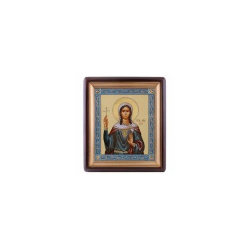 Икона в киоте 18*24 фигурный, фото, риза-рамка, золочение, эмаль (Вера вмч.) #56529