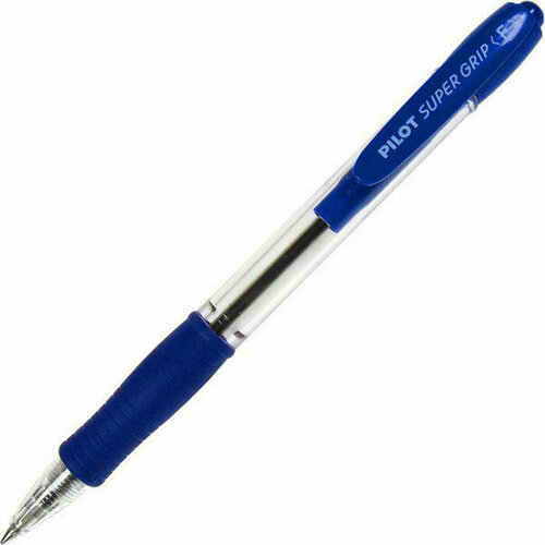 Ручка шариковая автомат (PILOT) прозрачный корпус рез/упор SuperGrip 0,7мм синий арт. BPGP-10R-F-L. Количество в наборе 12 шт.