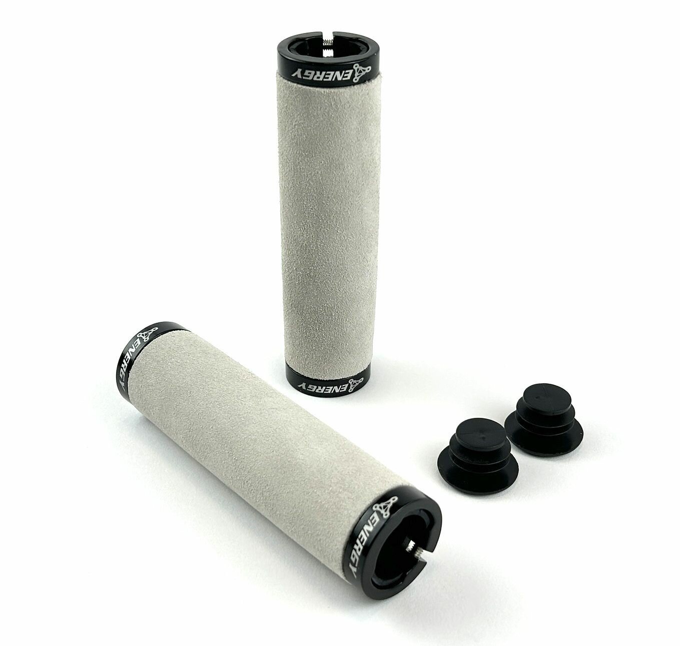 фото Грипсы Energy Leather, 130 мм, белые, с кольцами