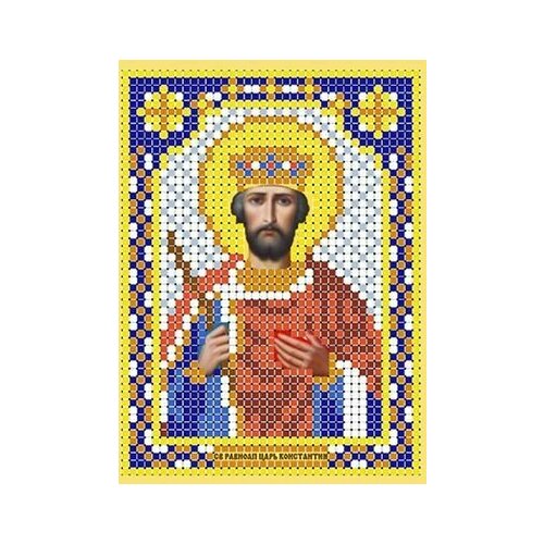 Схема для вышивания бисером (без бисера), именная икона Святой Равноапостольный Царь Константин 8 х 11см