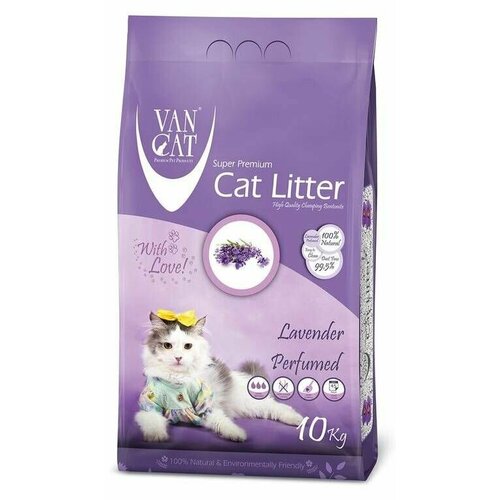 Комкующийся наполнитель VANCAT VAN CAT Lavender для кошачьих туалетов без пыли с ароматом лаванды 5 кг