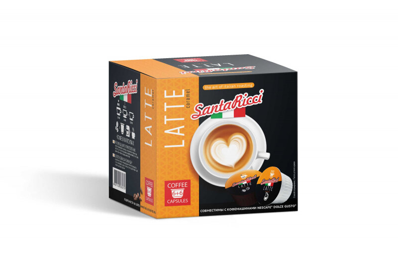 Кофе в капсулах SANTA RICCI Latte Caramel (6+6) шт (для кофемашин Dolce Gusto)