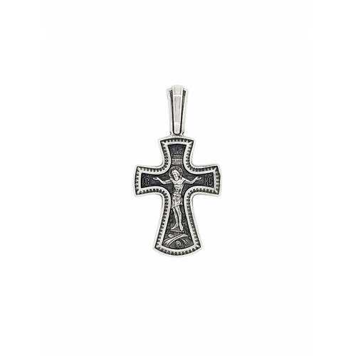 Крестик Малахит, серебро, 925 проба, чернение, размер 4 см. крест серебряный распятие знамение пресвятой богородицы
