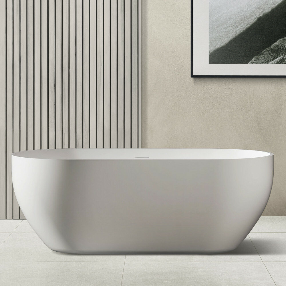 фото Ванна из искусственного камня Abber Stein белая матовая AS9613-1.7