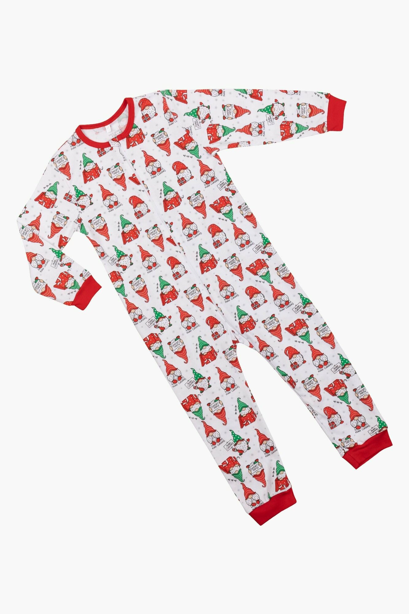 фото Комбинезон домашний новогодний; Слип "гномики, новогодний подарок, merry christmas" с молнией для Девочки Little world of Alena