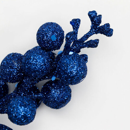 Декоративные ягодки на палочке, синего цвета, 4,5 х 4,5 х 20 см 10 шт.