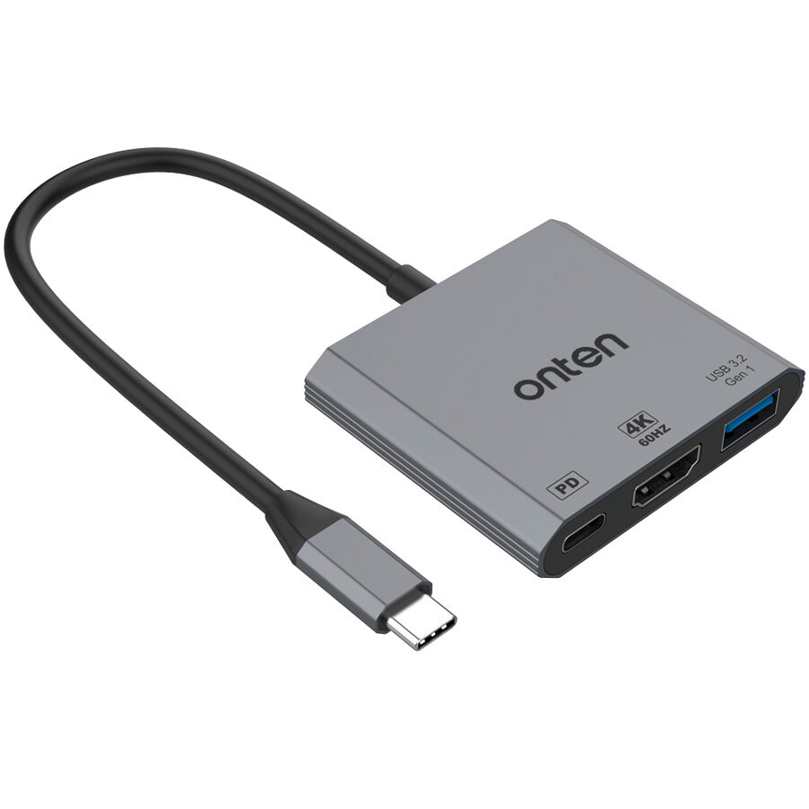 USB Type-C разветвитель хаб Onten на 3 выхода 1xHDMI  1xUSB 32  1xType-C PD для ноутбука Macbook ПКартфона