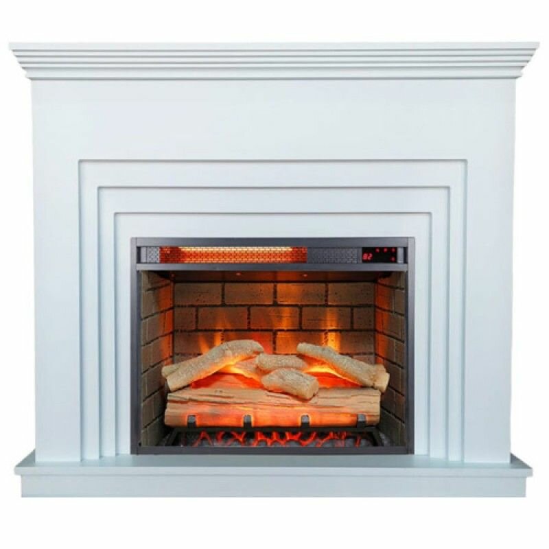 фото Электрический камин Inter Flame Бейкер (Белый) с очагом Foton 23