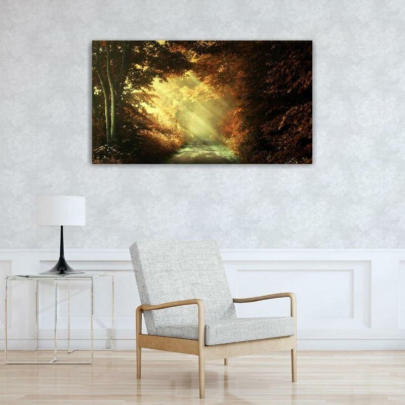 Картина на холсте 60x110 LinxOne "Природа дорога аллея деревья" интерьерная для дома / на стену / на кухню / с подрамником
