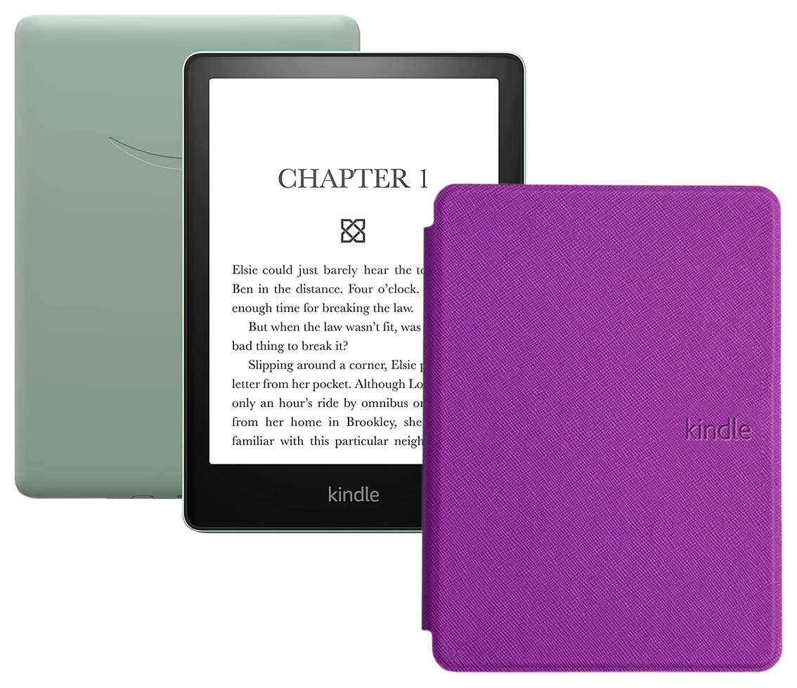 Электронная книга Amazon Kindle PaperWhite 2021 16Gb Ad-Supported Agave Green с обложкой ReaderONE PaperWhite 2021 Purple