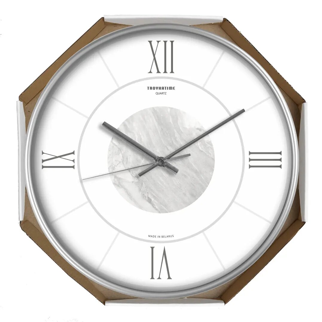 Часы настенные Troykatime круглые пластик цвет серебристый бесшумные 30 см