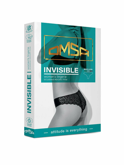 Трусы Omsa Invisible brasiliana, размер 42=XS, черный