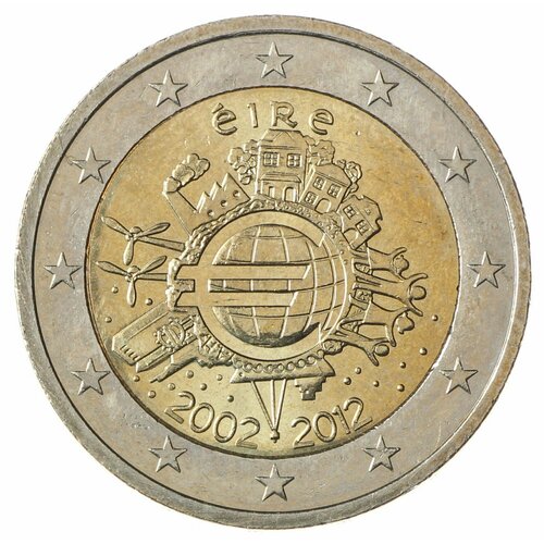 Ирландия 2 евро 2012 10 лет наличному обращению евро монета 2 евро 10 лет наличному обращению евро словения 2012 unc