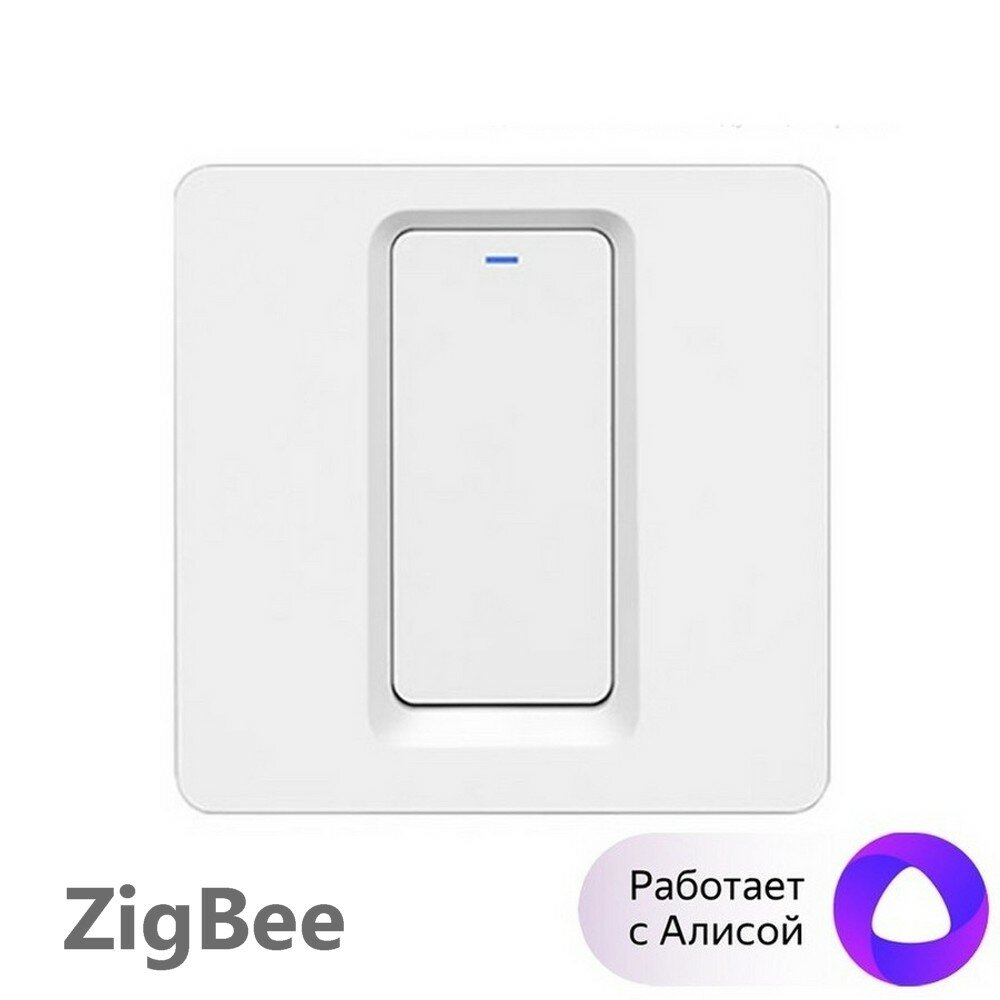 Умный выключатель Tuya ZigBee, одна клавиша, в умный дом, Алисой