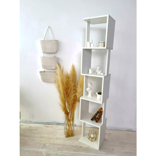 Стеллаж лофт откртый, ЛДСП, белый, 5 полок, 33х28х174,6 см