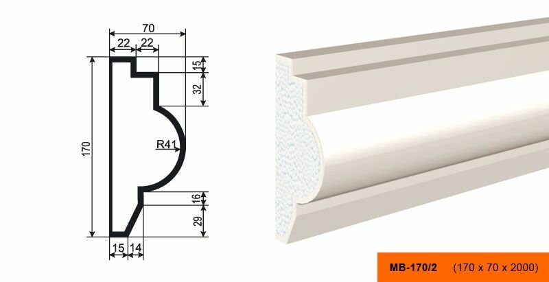 Lepninaplast МВ-170/2 фасадный молдинг из пенополистирола