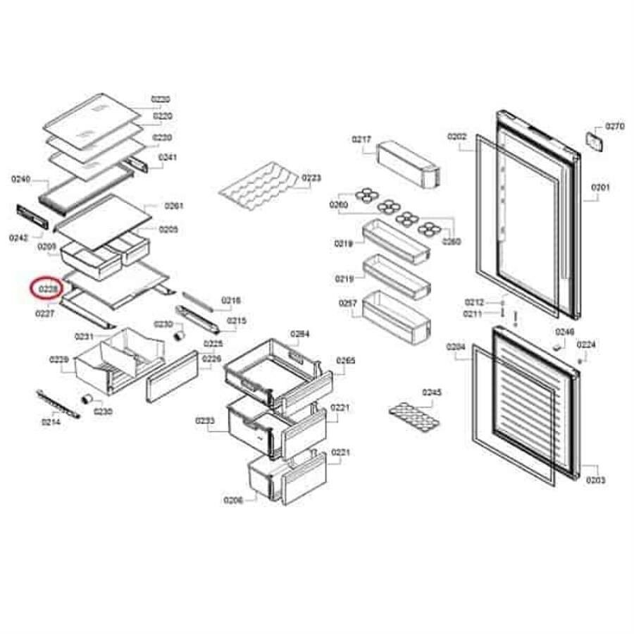 Bosch 11023907 Стеклянная полка для холодильника Bosch