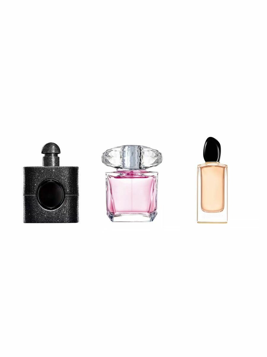 Подарочный набор для нее по мотивам Yves Saint Laurent Black Opium, Versace Bright Crystal, Giorgio Armani Si 3 по 5 мл