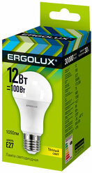 Лампа светодиодная Е27 Ergolux 12 Вт, LED-A60-12W-E27 Температура света 3000К