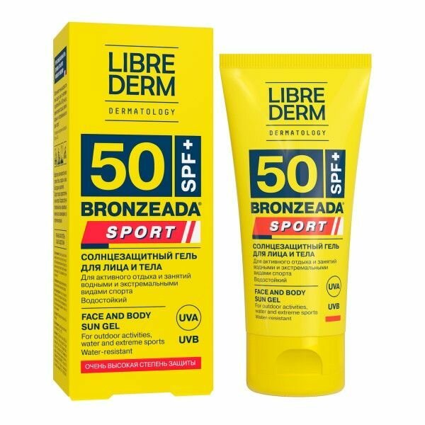 Гель cолнцезащитный для лица и тела SPF50 Sport Bronzeada Librederm/Либридерм туба 50мл