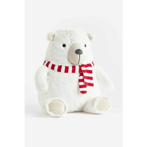 Мягкая игрушка белый мишка, H&M HOME, из длинноворсового велюра с вышивкой и пришитым вязаным шарфом. Высота 33 см.