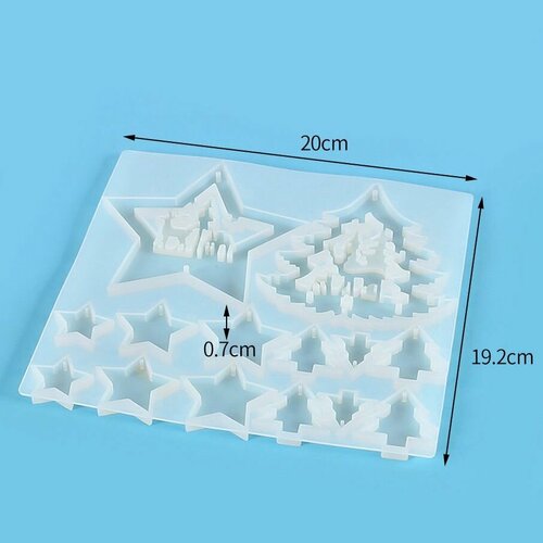 Молд силиконовый, форма для творчества, Большой 20*19 см, Набор елочных игрушек, Новогодний