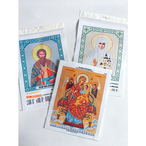 Схемы бисером иконы Вячеслав, Елизавета, Богородица Всецарица