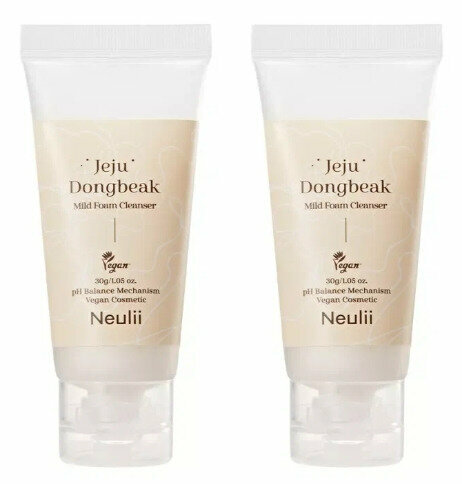 Пенка для лица очищающая Neulii Jeju Dongbeak Mild Foam Cleanser, с экстрактом камелии, 30 мл, 2 шт