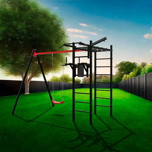 Уличный спортивно-игровой комплекс Sv Sport У3152 (ступени Чёрные / Подвесы для качелей на подшипниках 1 комп.)