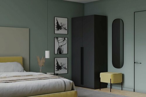 Изображение товара Шкаф распашной МебельЛэнд24 Лорена Пакс - 2 Черный 100x40x240 для одежды двухдверный