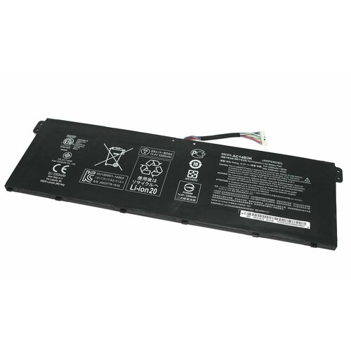 Аккумуляторная батарея для ноутбука Acer CB3-531 15.2V 3300mAh 48Wh AC14B3K (4INP5/60/80) аккумулятор для ноутбука acer v5 553 es1 511 e5 573 15v 3510mah 53wh 15 2v