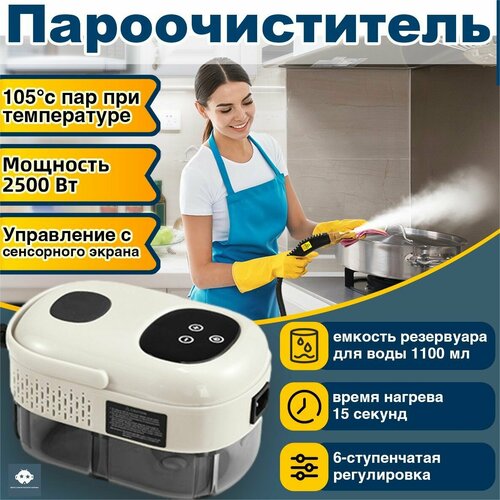 Бытовой универсальный пароочиститель2500 Вт3 насадкис сенсорным экраном используется для чистки кухонь окон плитки и автомобилей 498700₽