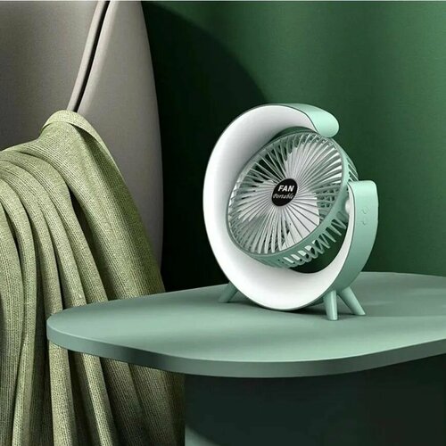 Настольный портативный мини-вентилятор с подсветкой голубой 132900₽