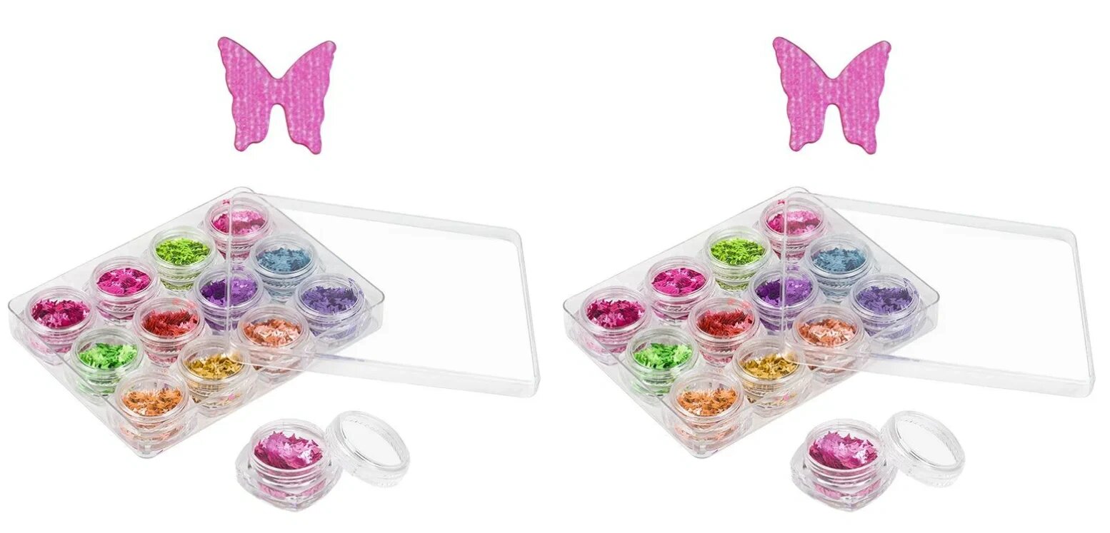 Набор пайеток бабочки Nail Art, 12 шт, 2 упаковки