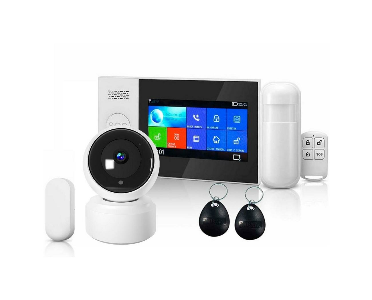 Система GSM/Wi-Fi сигнализация с видеонаблюдением: Страж Sensor-GSM и HDcom ASW5-166-TUYA (W4639RU) для дома коттеджа и гаража