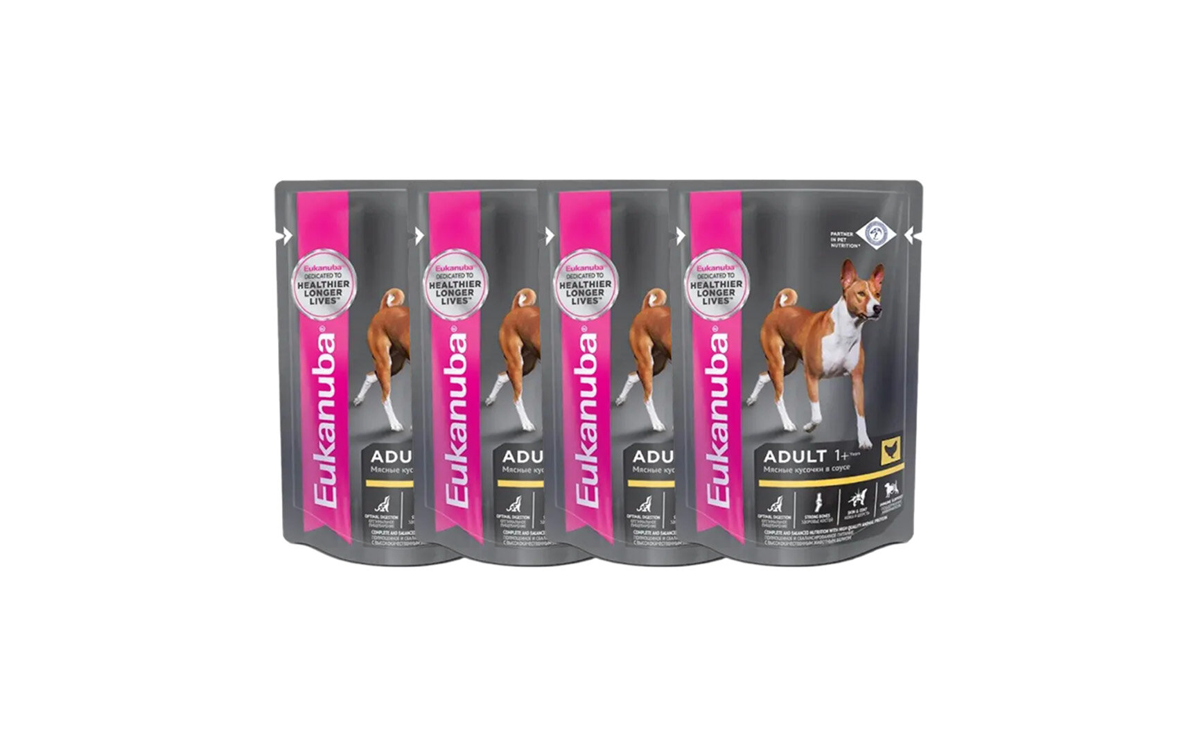 Влажный корм Eukanuba Adult Dog для собак с курицей в соусе в паучах - 100 г х 4 шт.