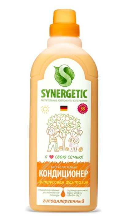 Кондиционер-ополаскиватель для белья Synergetic Цитрусовая фантазия, 1 л