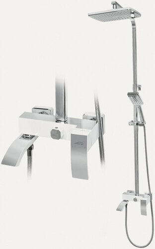 Изображение товара Душевая система Hansberge CUBITO H5077W1, латунь, цвет белый хром