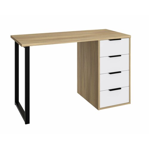 фото Compass стол письменный оптима с-400, 120х76х55, с 4 ящиками, блэквуд ячменный/меренга, с черной опорой