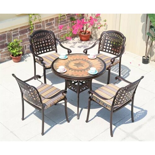 Стол круглый D850х720 мм из литого алюминия давид DAVID бронза арт6160 41420₽