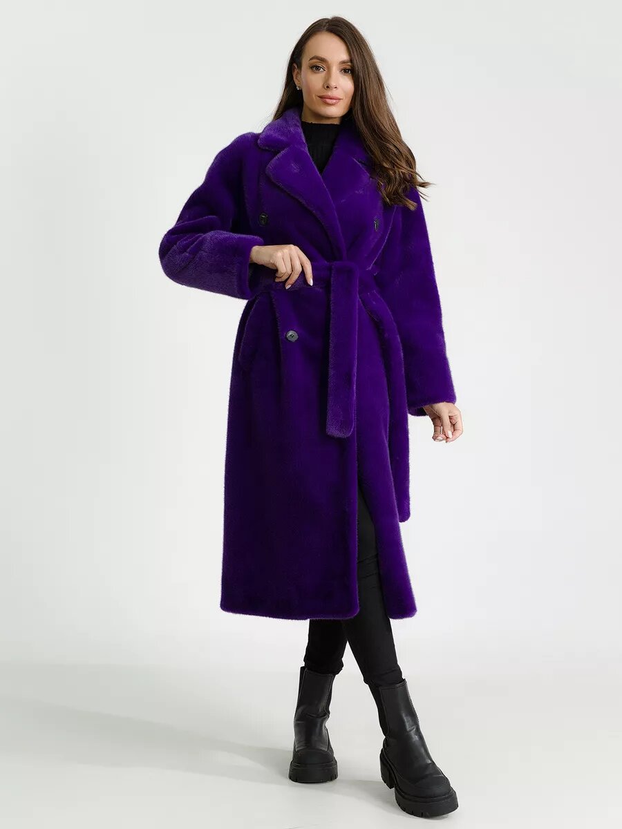 Шуба, размер 42, темно-фиолетовый