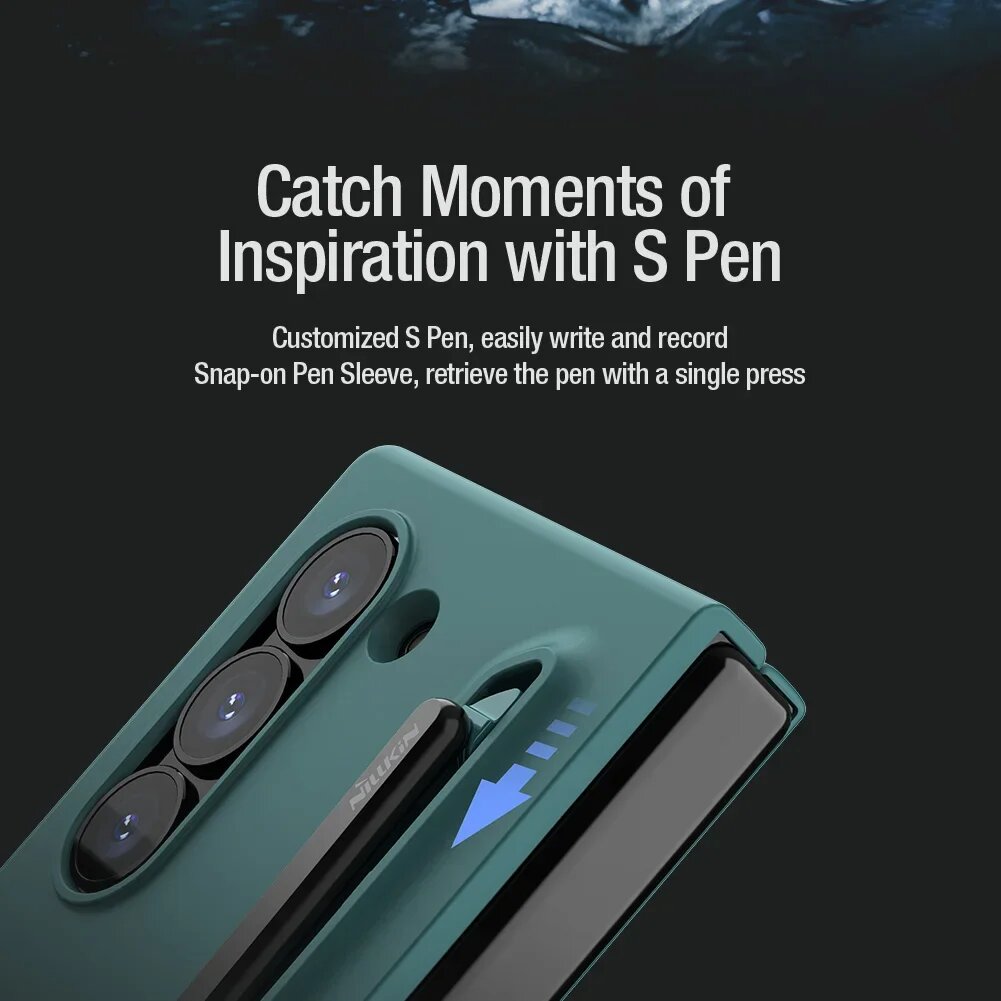 Складной чехол Nillkin для Samsung Galaxy Z Fold 6 5G со стилусом S-Pen, жидкий силиконовый чехол с защитой от отпечатков пальцев для Z Fold 6, чехлы, Black, Для Galaxy Z Fold6 — фото 1