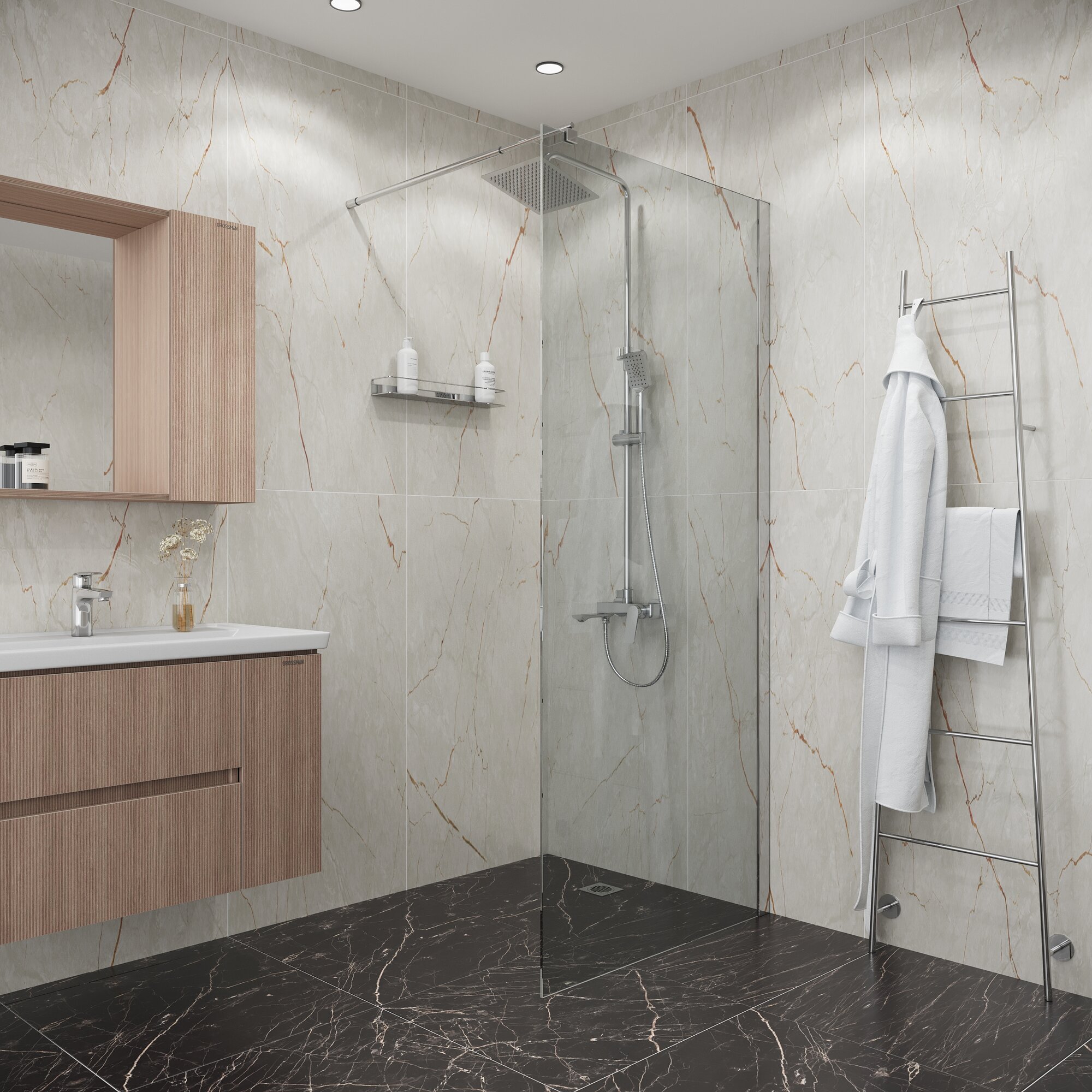 Душевая перегородка Niagara Eco 80x190 NG-531-80 стекло прозрачное, профиль хром