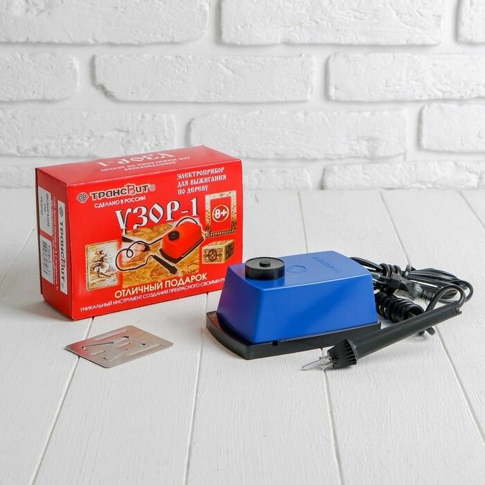 Прибор для выжигания Трансвит "Узор-1", по дереву и ткани, с регулировкой мощности, 2 насадки