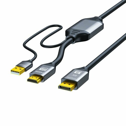 Переходной кабель HDMI-совместимый с разъемом DisplayPort 8K30 Гц Питание от USB для высококачественного преобразования видео Подключение или шнур