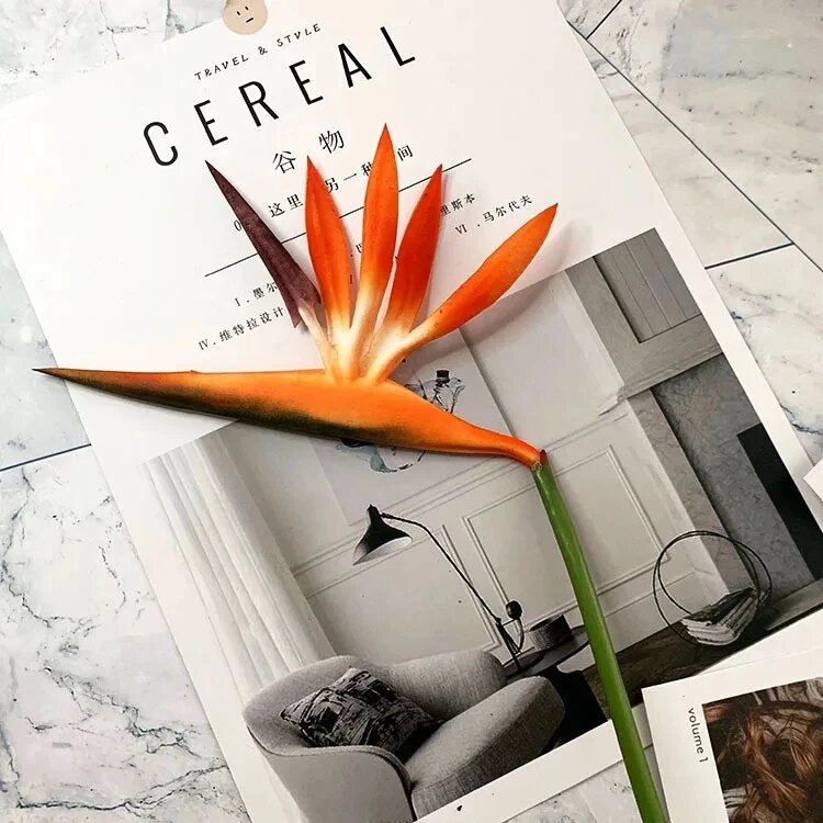 Искусственный цветок из полиуретана "Небесная птица", 55 см Оранжевый, Оранжевый