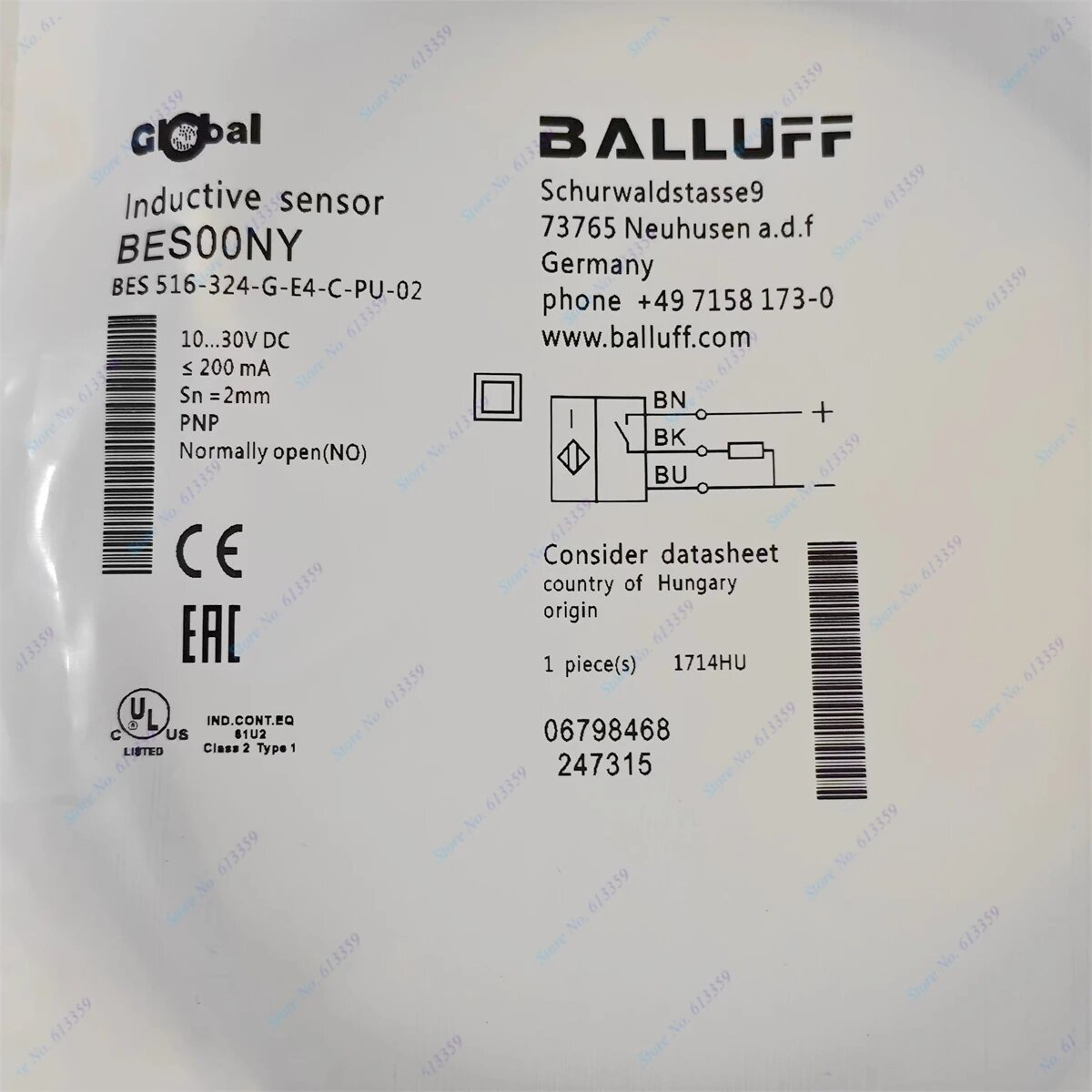 Новый датчик приближения BES 516-324-G-E4-C-PU-02 /03/05 Balluff, 516-324-G-E4-C-PU-02