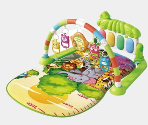 Детский развивающий музыкальный коврик с пианино, дуга с игрушками — фото 1