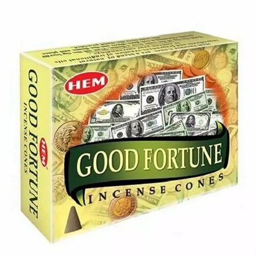 фото Hem incense cones good fortune (благовония конусы удача, хем), уп. 10 конусов.