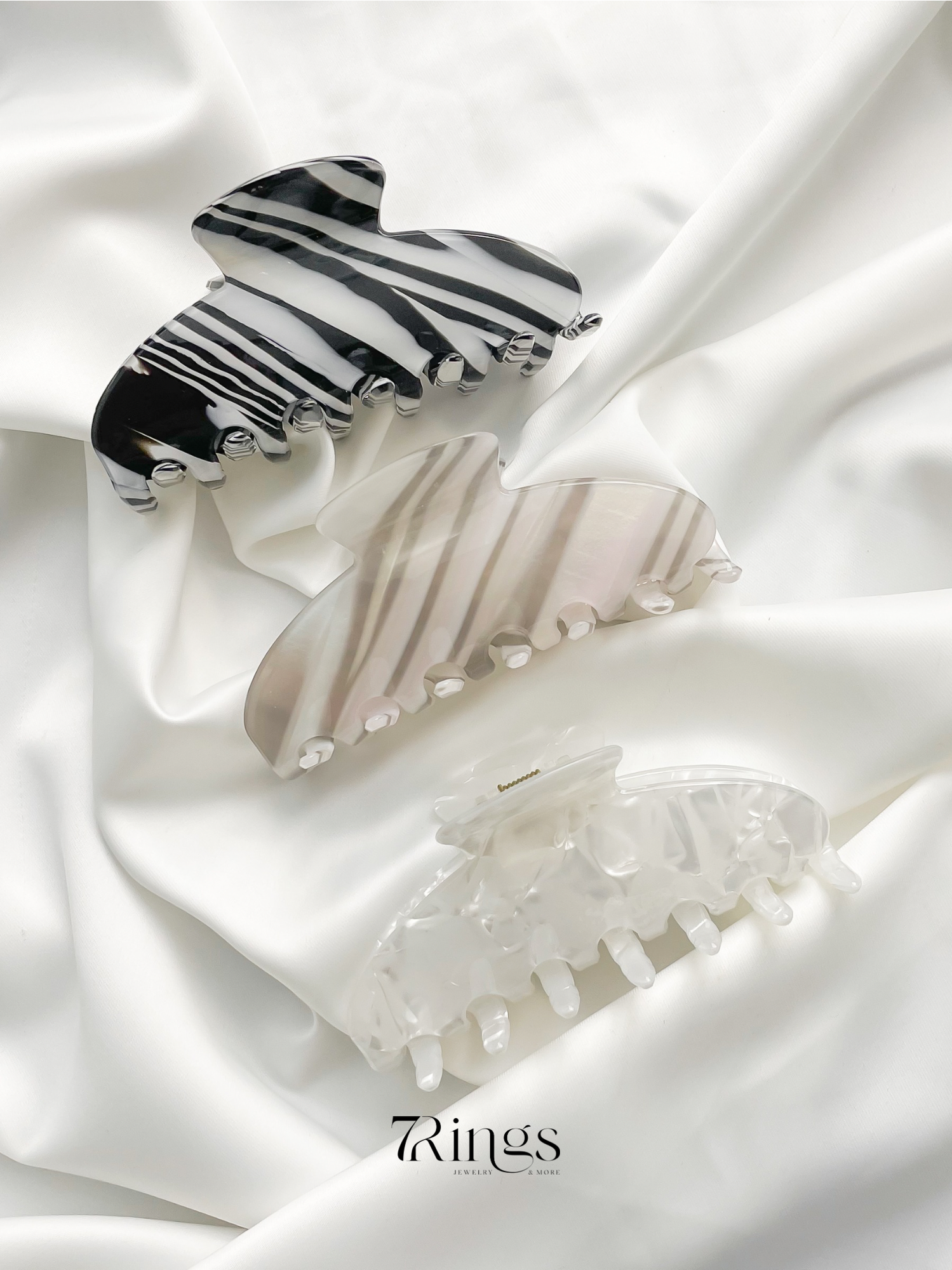 Набор аксессуаров для волос, 3 крабика и резинка, женский, черный, серебряный, фиолетовый — фото 1